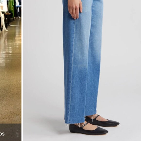 Paige Anessa High Waist Raw Hem Wide Leg Jeans in Color Mesmerize 29 - Picture 5 of 9